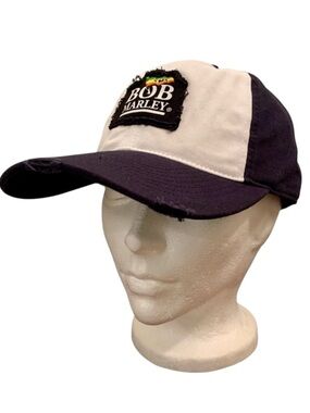 Bob Marley Adult Hat Navy Blue and White Buckleback Adjustable Cotton